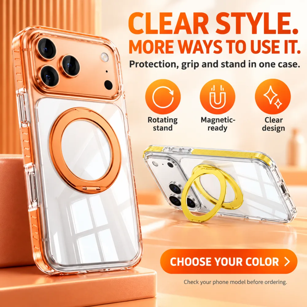 Crystal Shield Color Stripe Stand Phone Case
