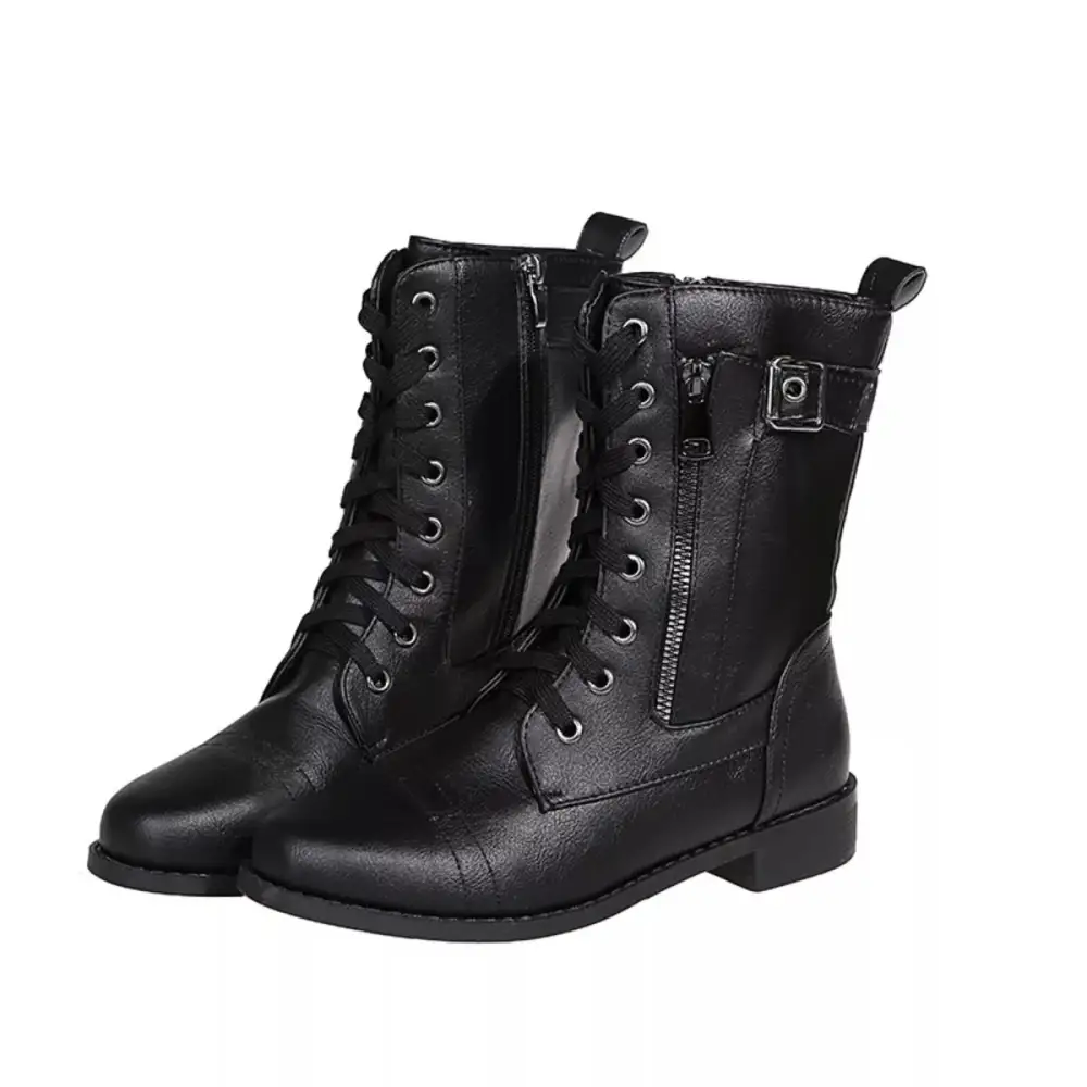 Lace-Up Ankle Boots with Zipper Detail