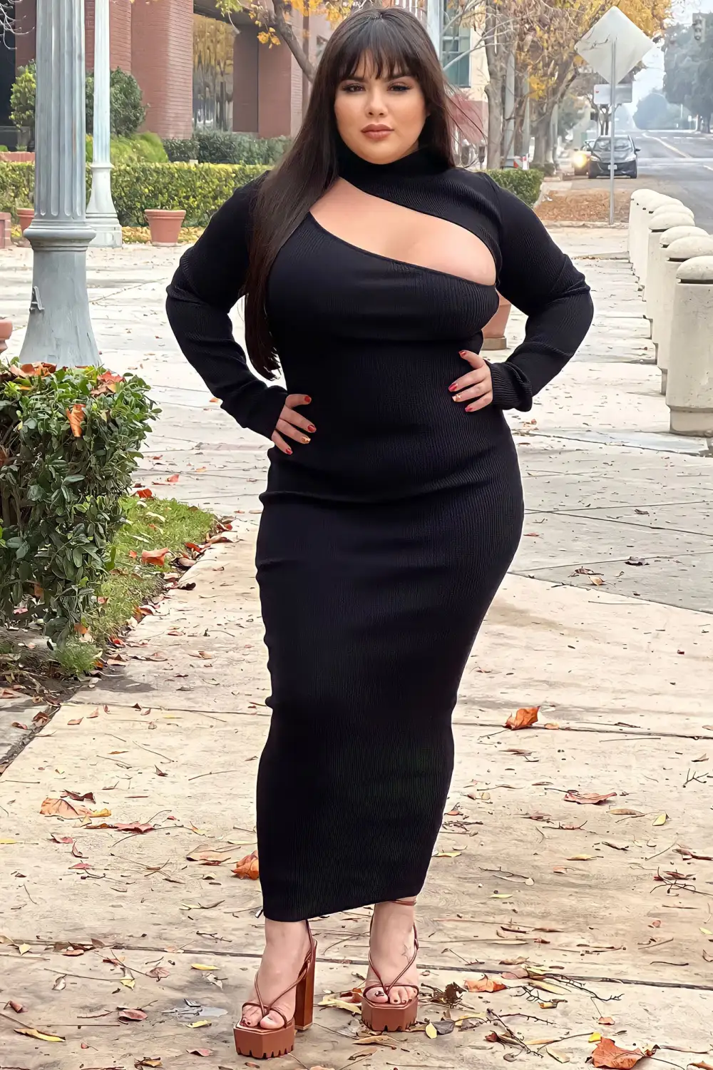 Making The Cut Midi Sweater Dress - Black