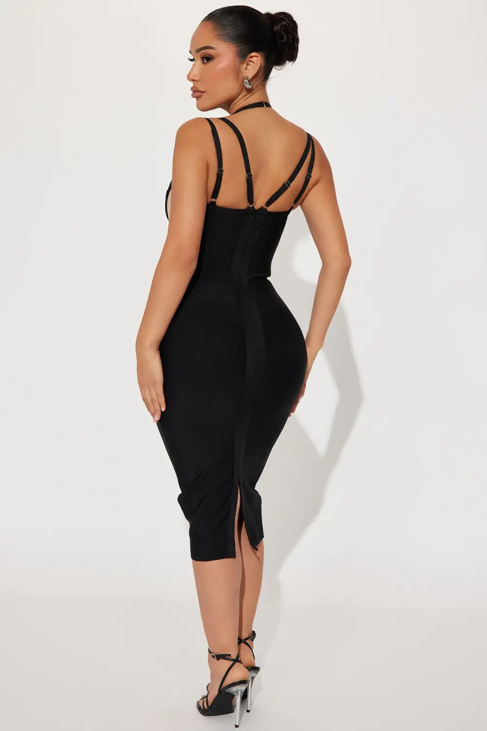 My Night Out Bandage Midi Dress - Black