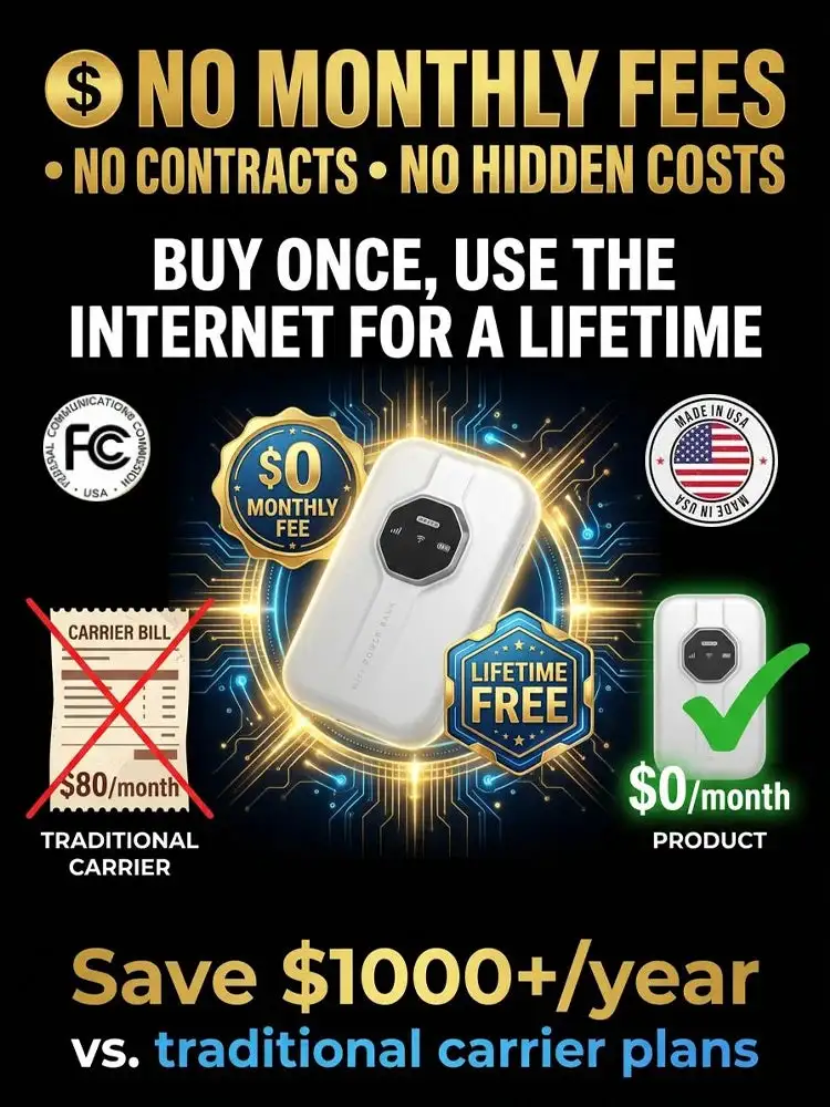 【Global Coverage, Lifetime Free】Unlimited Portable Wi-Fi