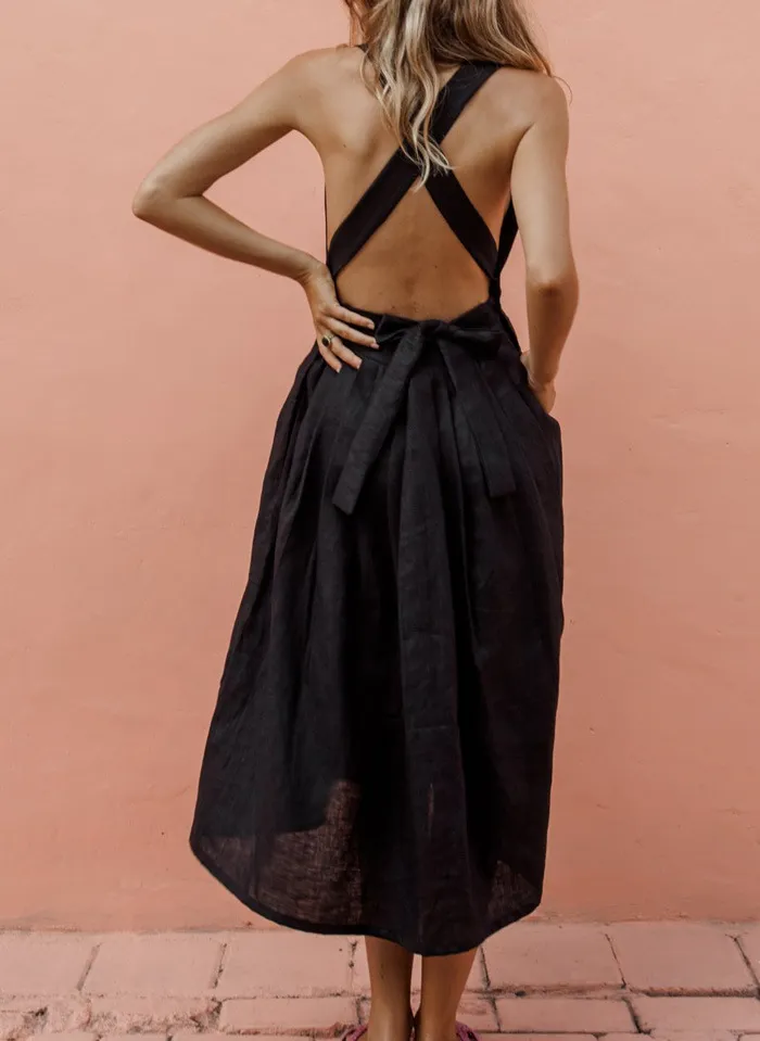 Backless Lace Up Dress
