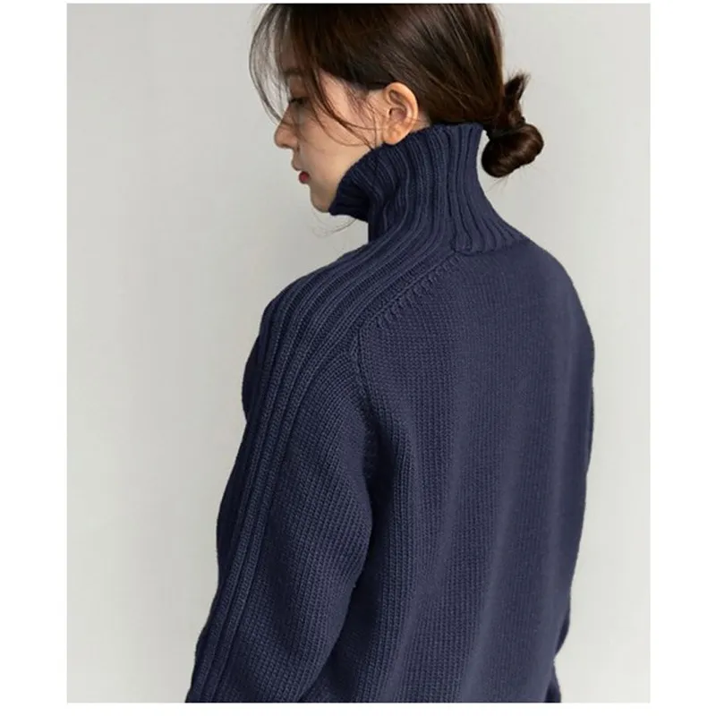 Simple Solid Turtleneck Sweater