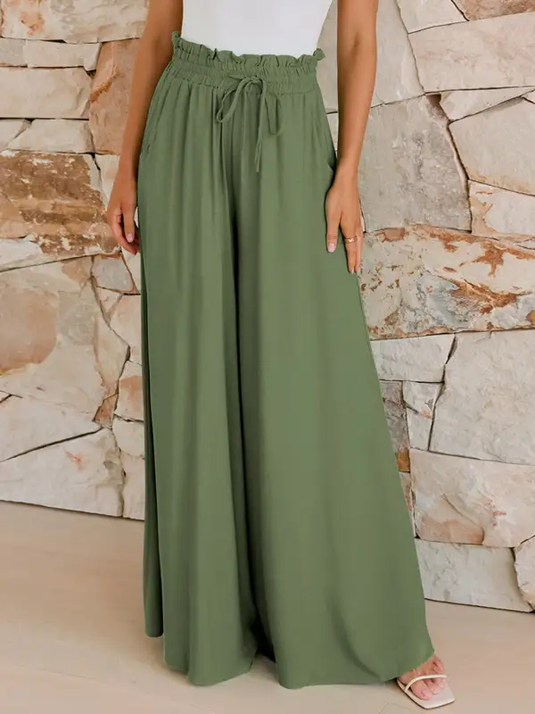 Drawstring Wide Leg Pants With Pockets