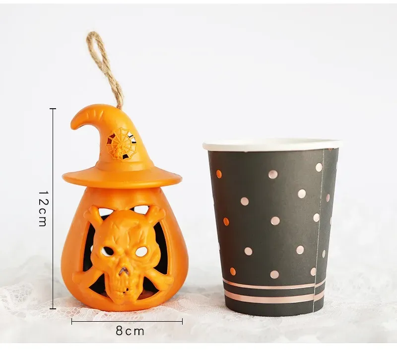 Halloween LED Hanging Pumpkin Lantern Lights Ghost Lights Skeleton Candle Lantern Lights Halloween Party Horror Props Home Decor