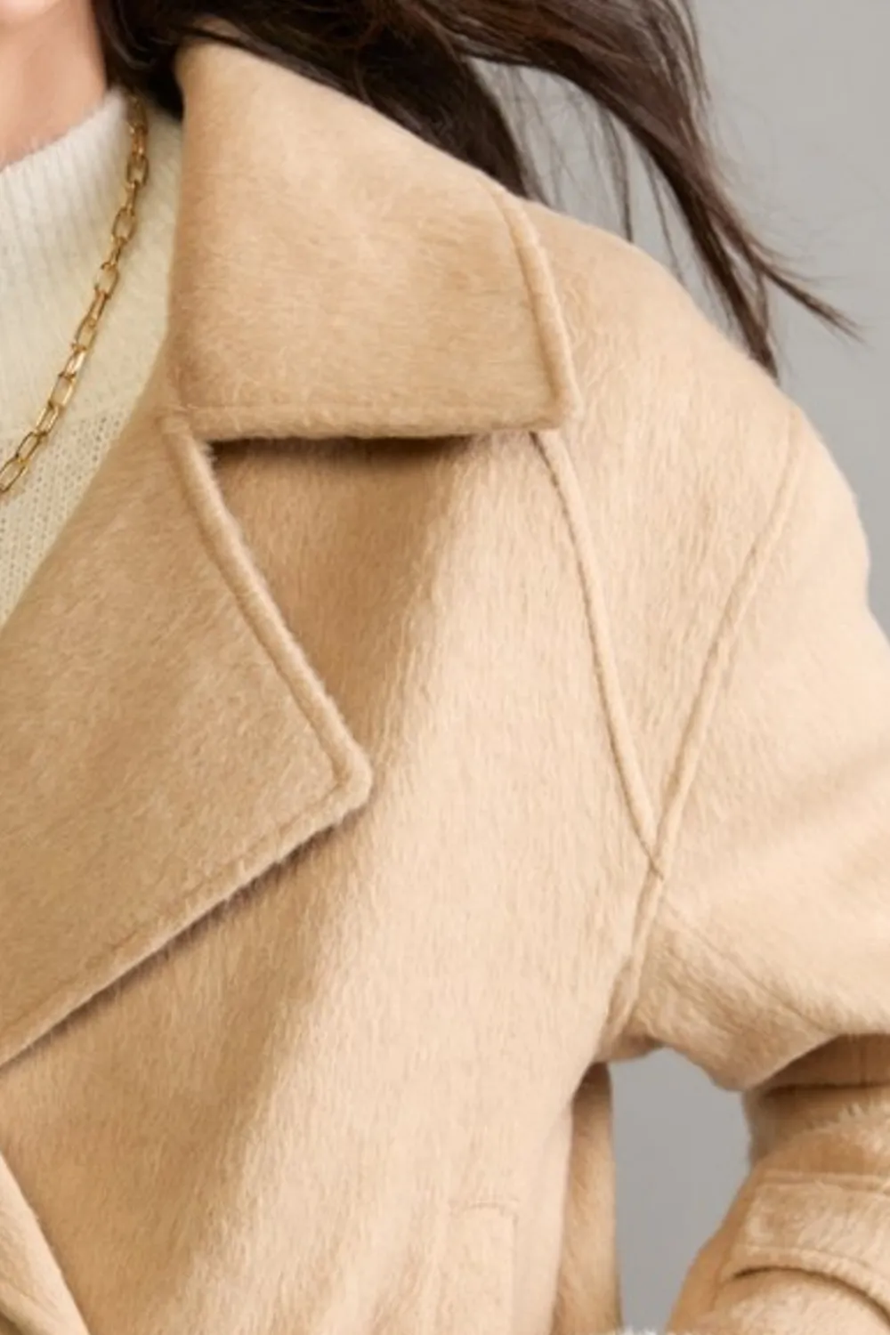 Camel Double Breasted Wool Jacket