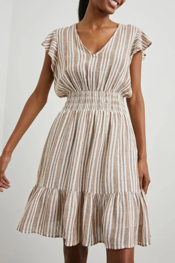 Striped Elastic Waist Slim-Fit Women's Dress