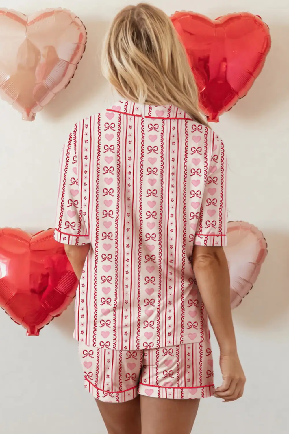 Soft Ribbed Bow Detail Pajama Set