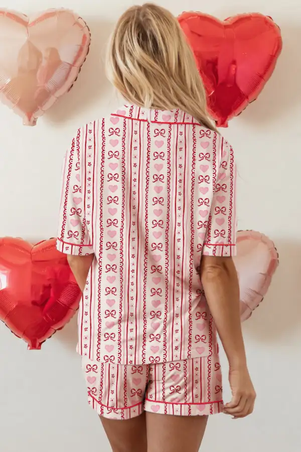 Soft Ribbed Bow Detail Pajama Set