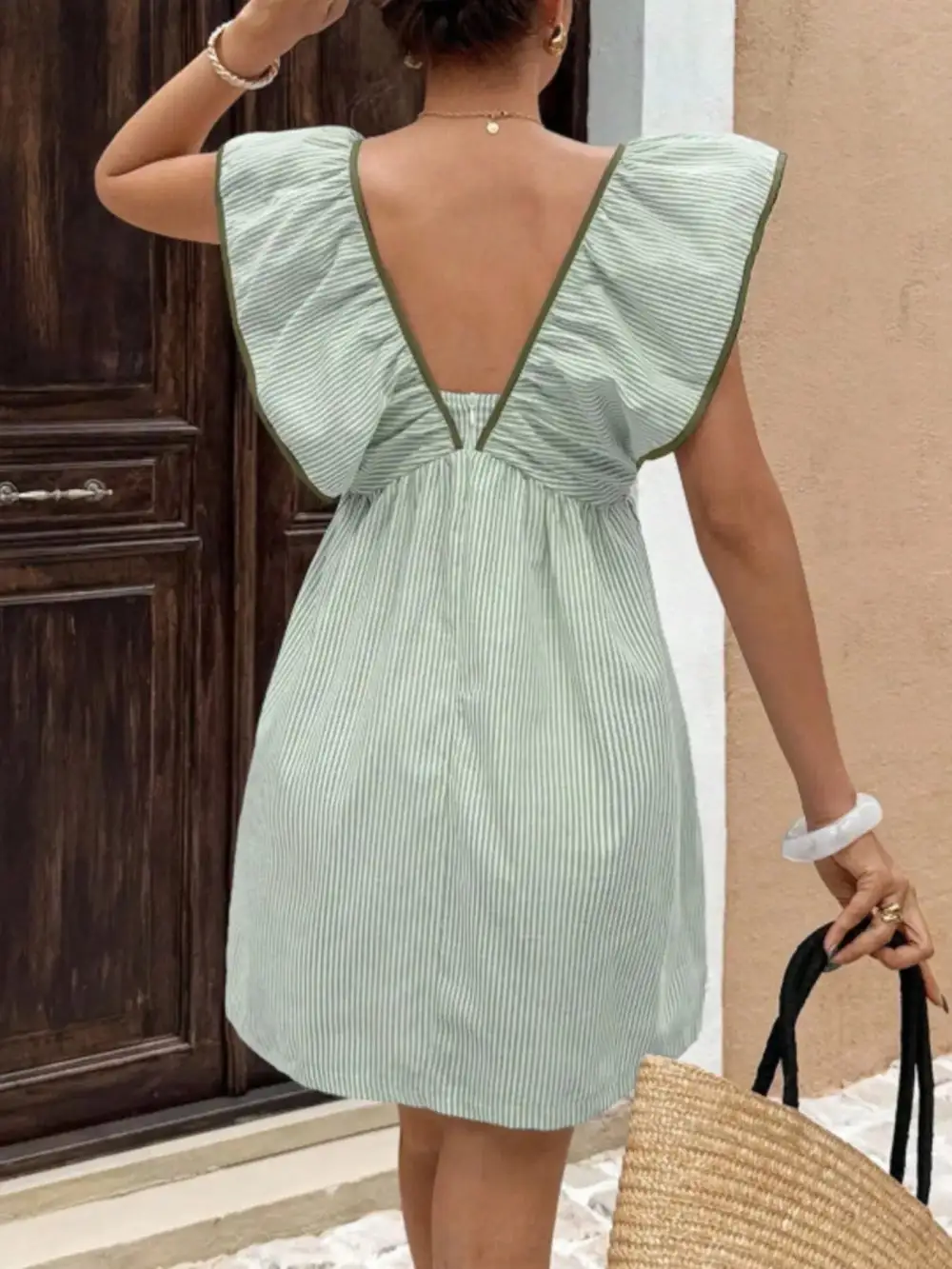 Striped Ruffle Mini Dress
