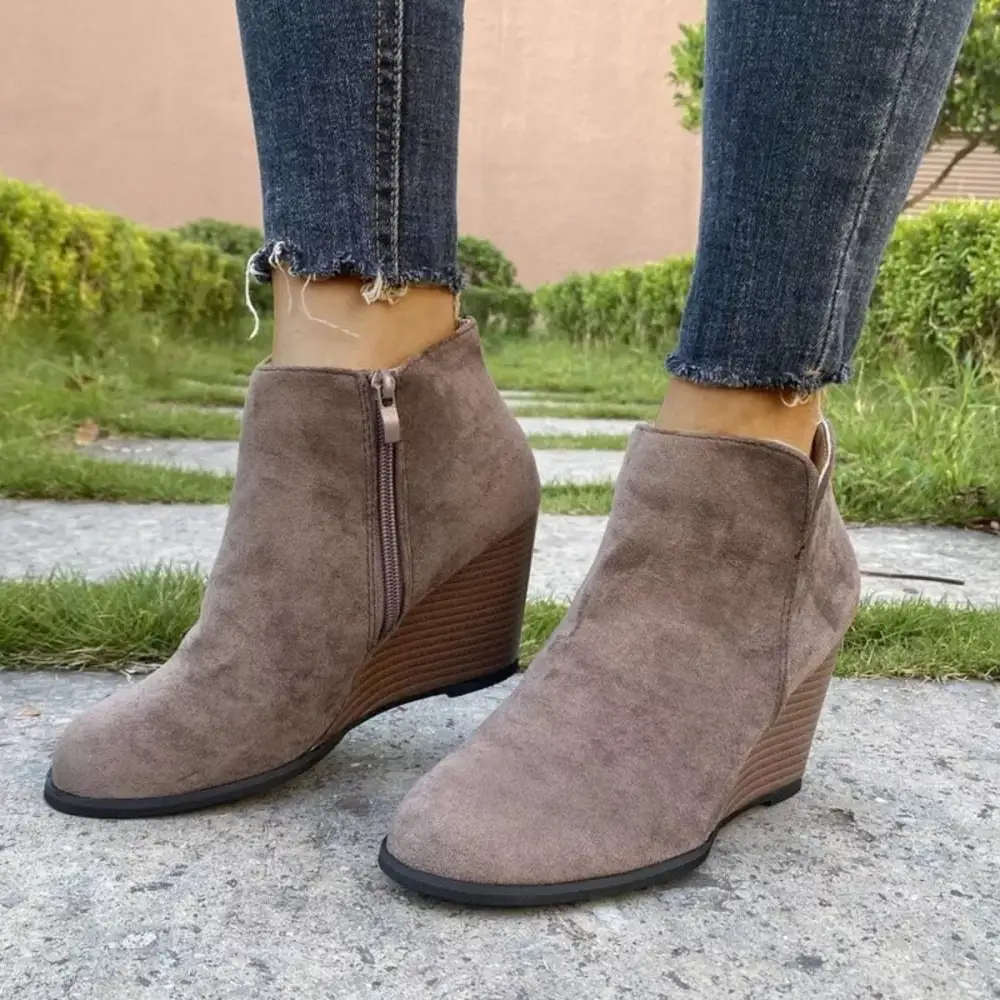 Side-Zip Wedge Boots