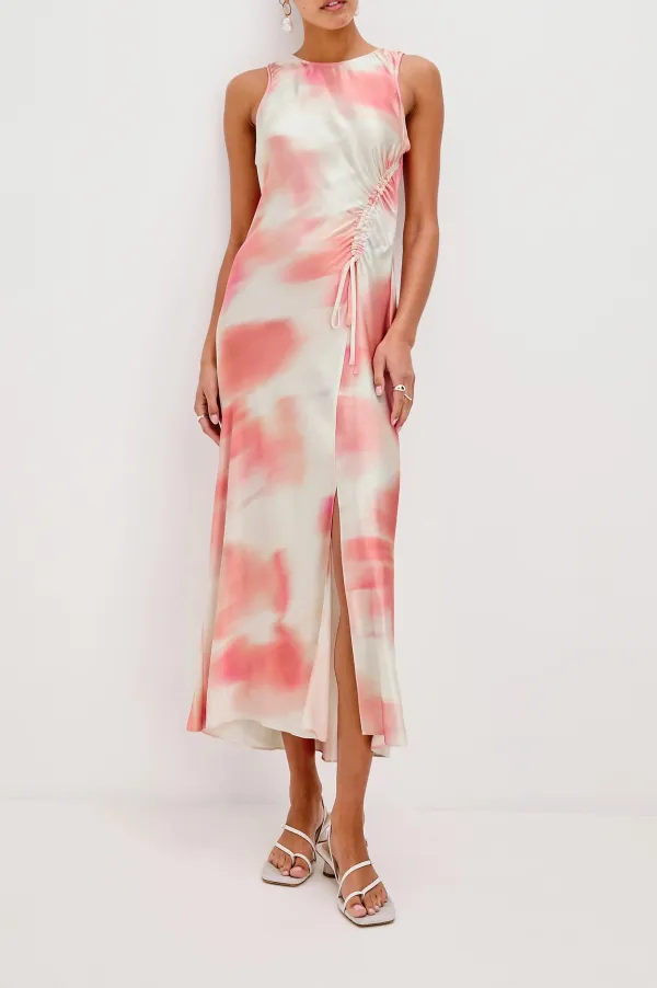 A Pleated Color-Block Dress With An Asymmetrical Side Waist Design
