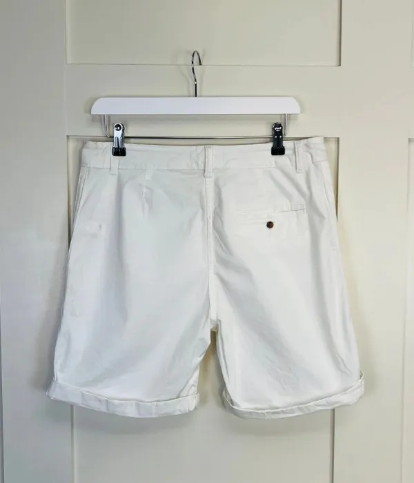White High Waisted Chino Shorts