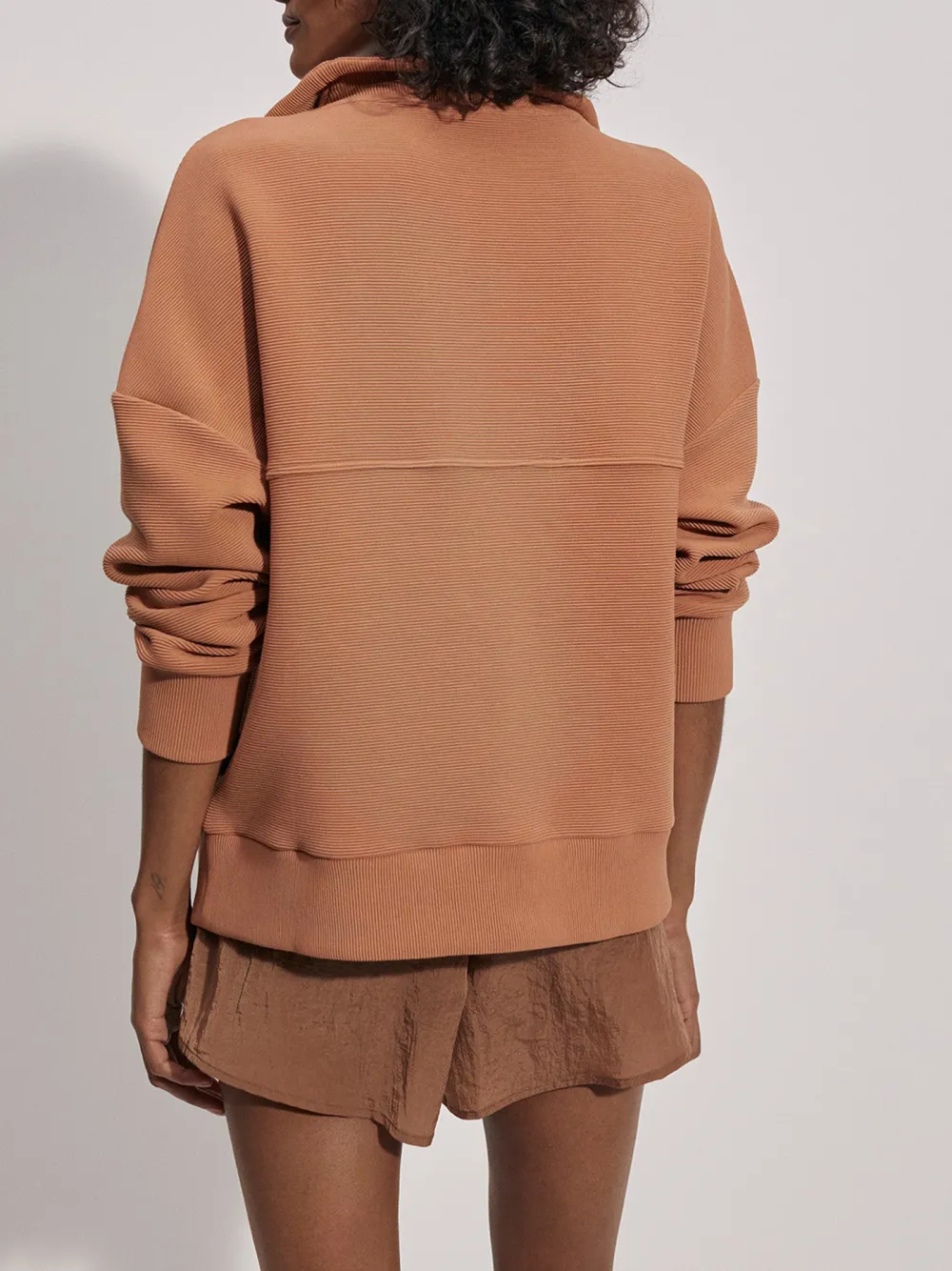 Stylish Quarter-Zip Long-Sleeve Waffle Sweatshirt