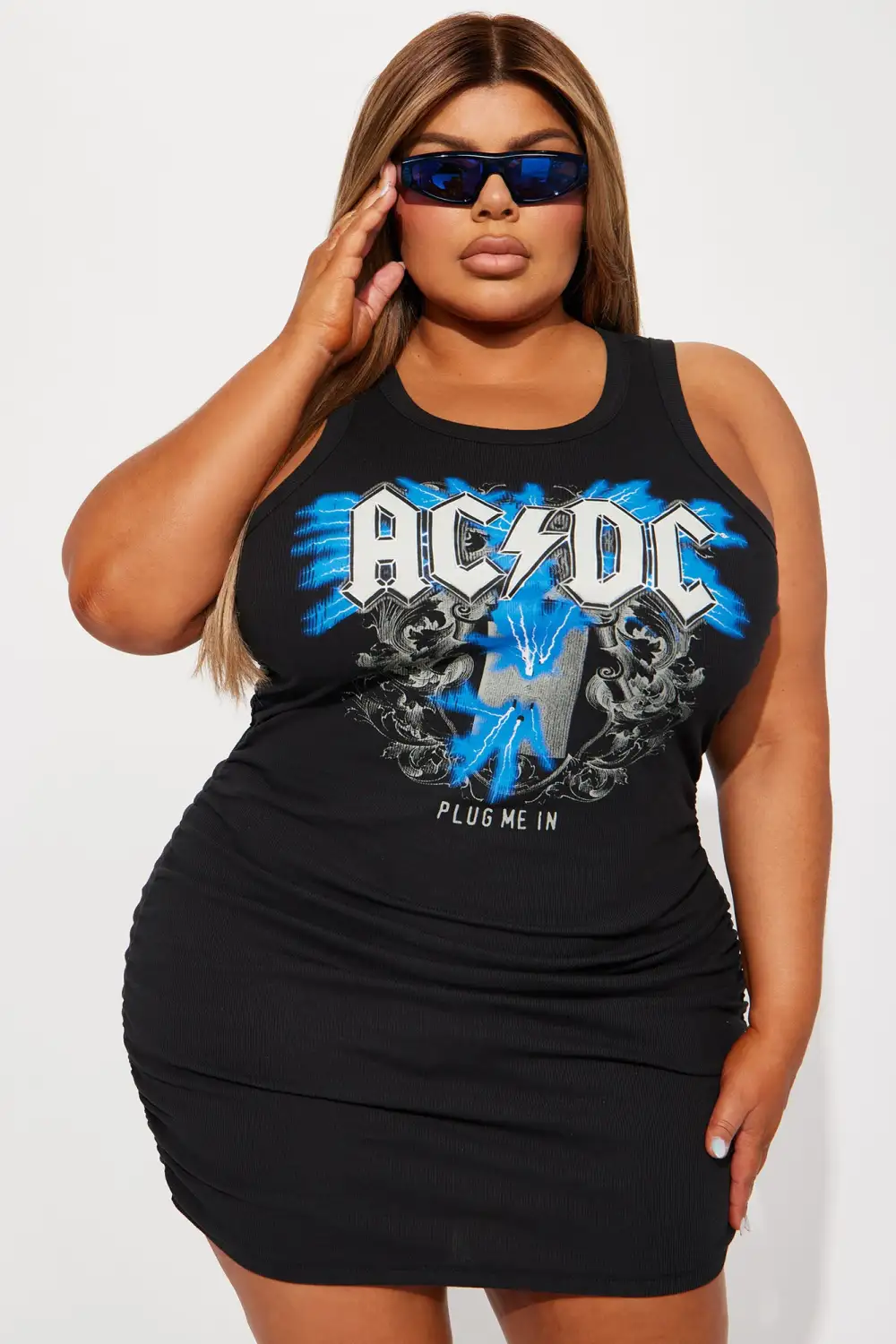 ACDC Ruched Mini Dress - Black