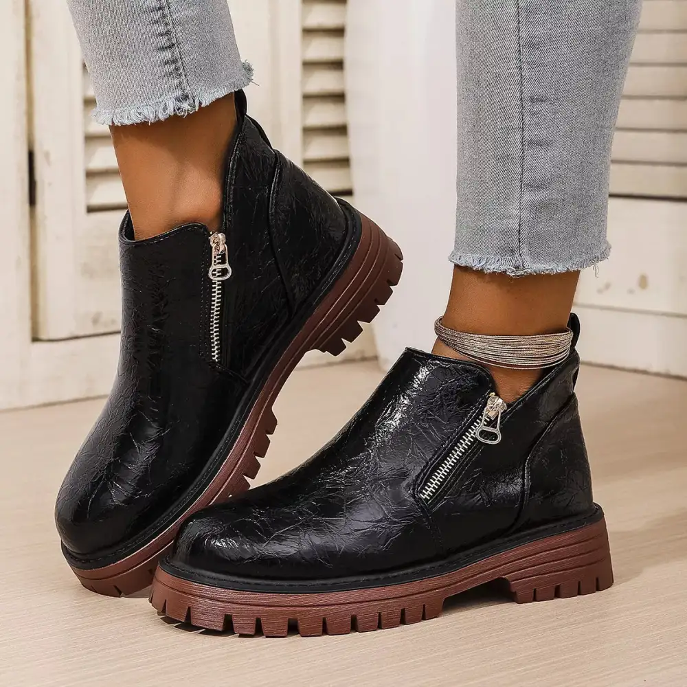 Round Toe Block Heels Boots
