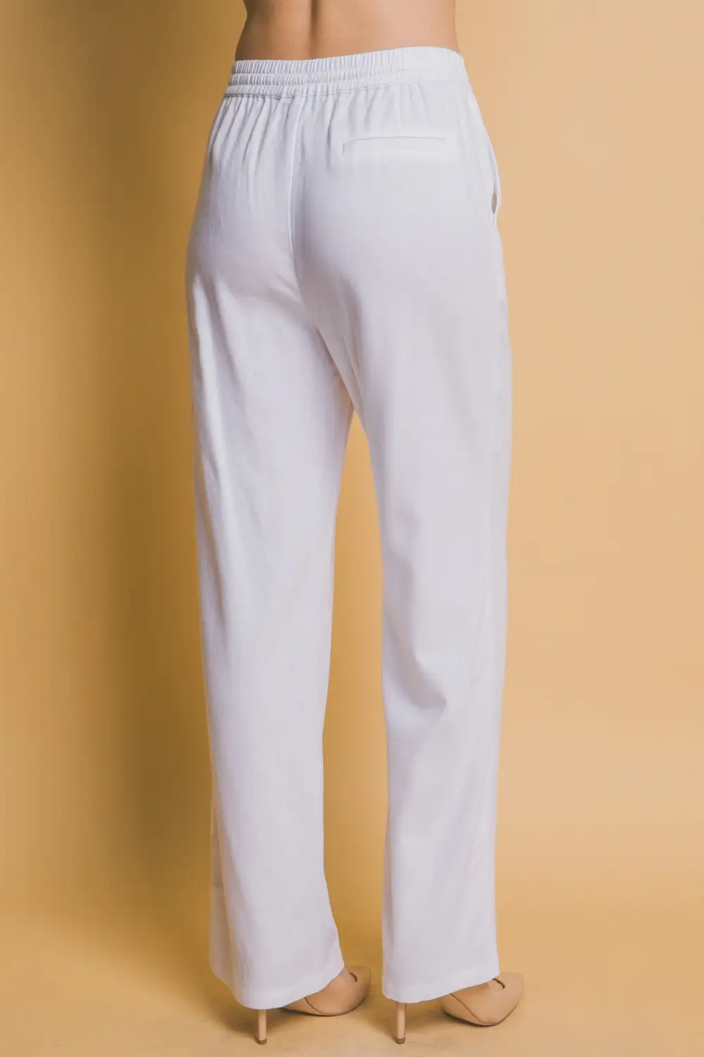 Modern Roomy Linen Blend Smocked Casual Pants