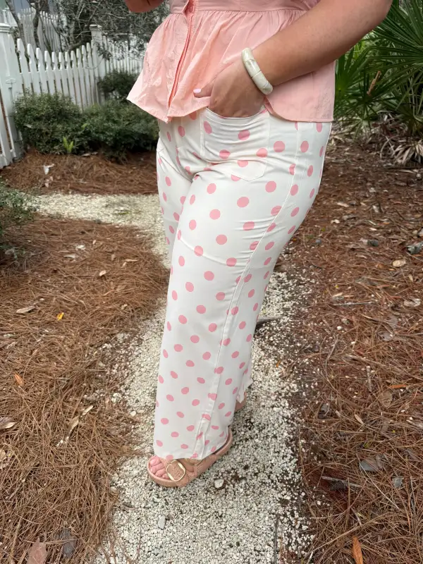Polka Dot Pocket Relaxed Pants
