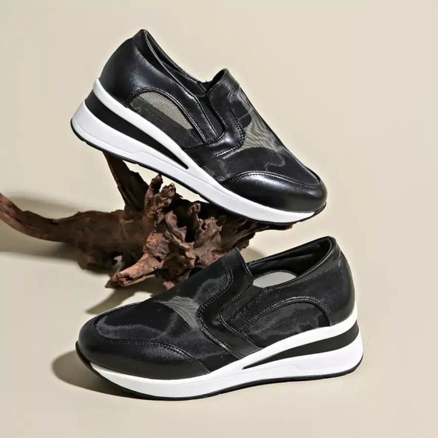 Round Toe Wedge Sneakers