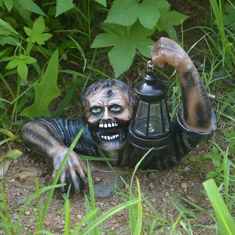 New Halloween Zombie Lantern Resin Crafts Decoration Garden Ornaments Horror Sculpture