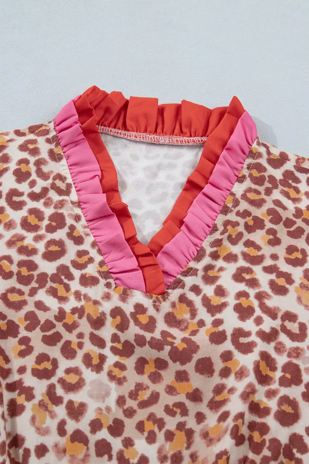 Animal Print Patchwork Ruffle Dress Casual