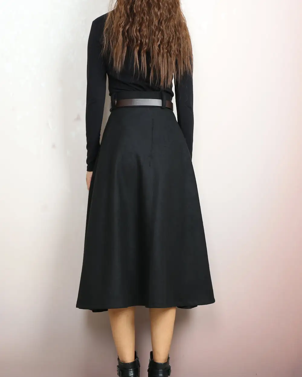 Relaxed Belted Wool Maxi Skirt