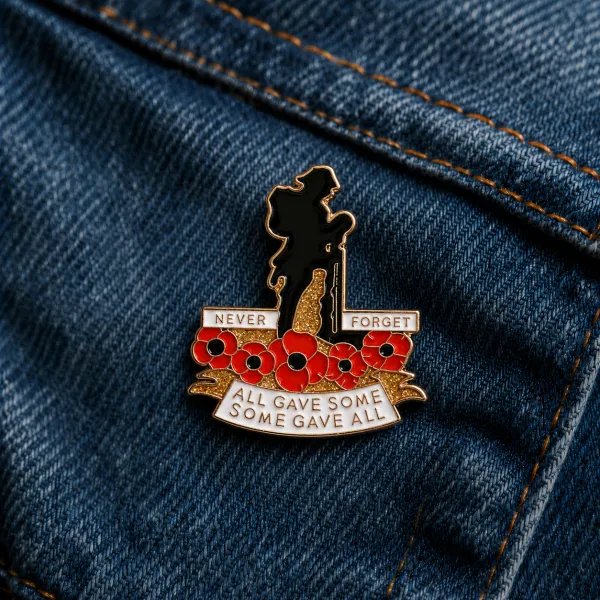 US/EU Cross-border Hot Poppy Flower Brooch British Legion Soldier Denim Backpack Collar Clip Badge Accessories Wholesale