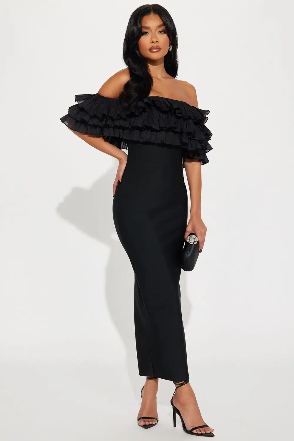 Amelia Bandage Maxi Dress - Black