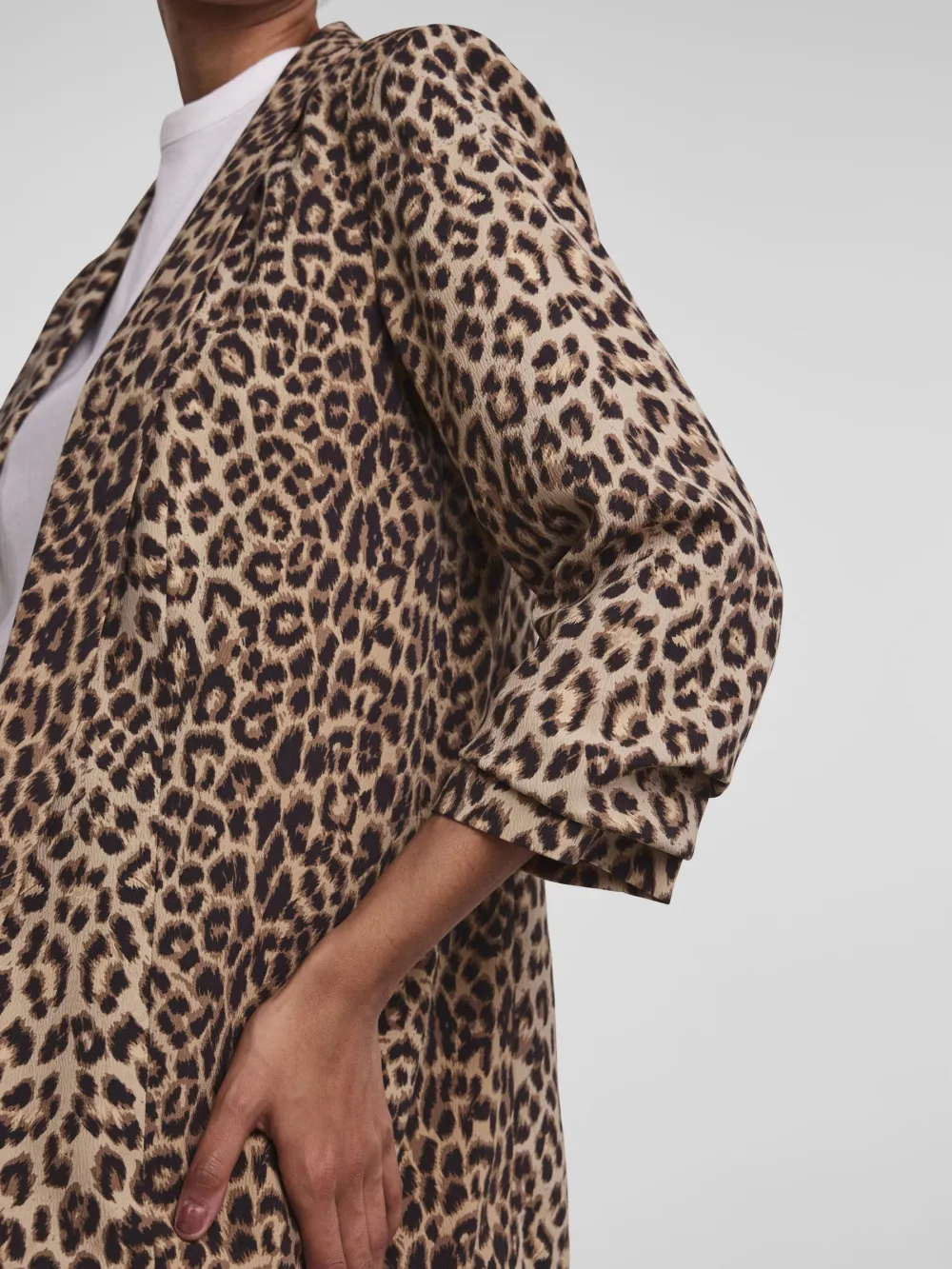 Animal Leopard Print Loose Wrinkle Sleeve Work Jacket