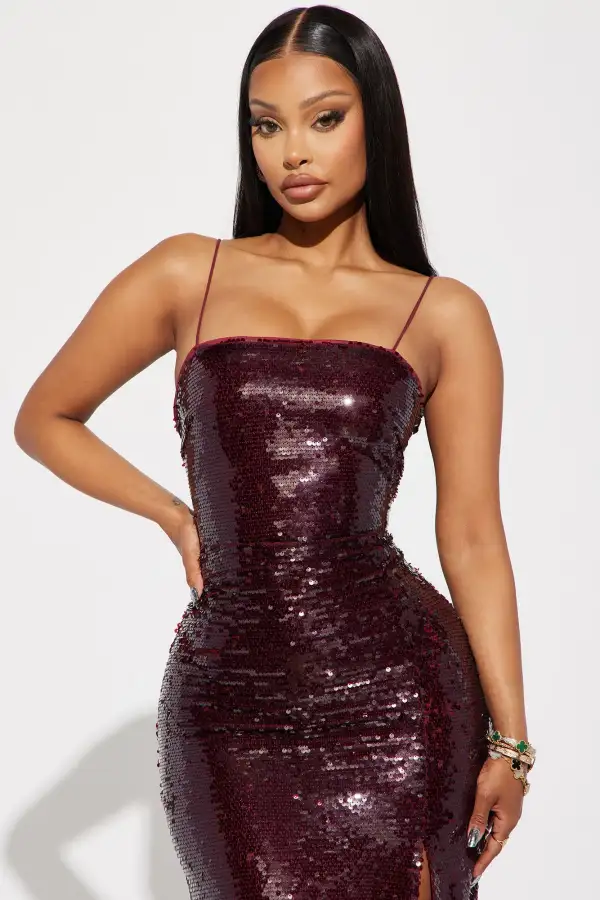 Bailey Sequin Gown - Burgundy