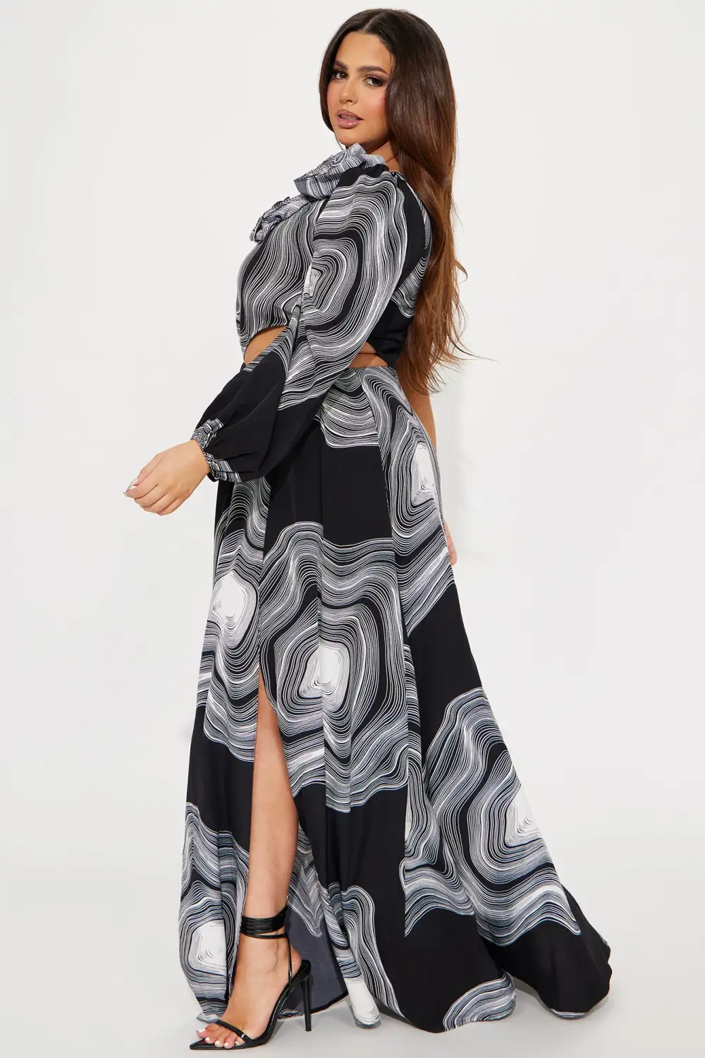Bowie Printed Maxi Dress - Black/White