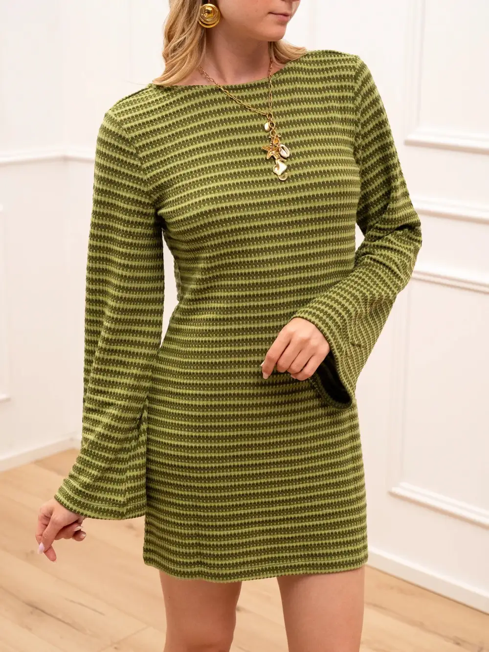 Mini Long Sleeve Crochet Dress