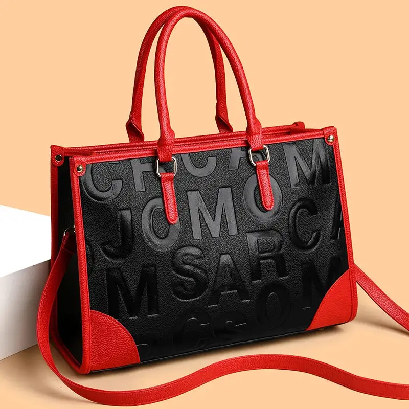 Chic Letter Print Satchel Bag Structured Spacious