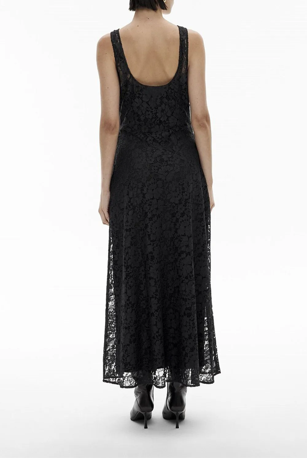Round Neck Lace Cutout Long Dress