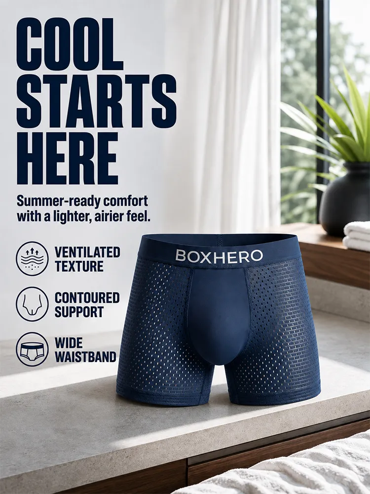 Men's underwear, men's boxer shorts with mesh holes