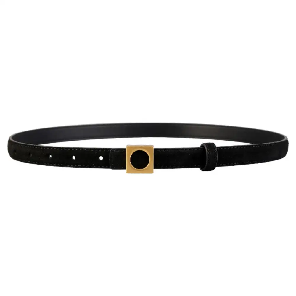 Leather Square Buckle Skinny Belt
