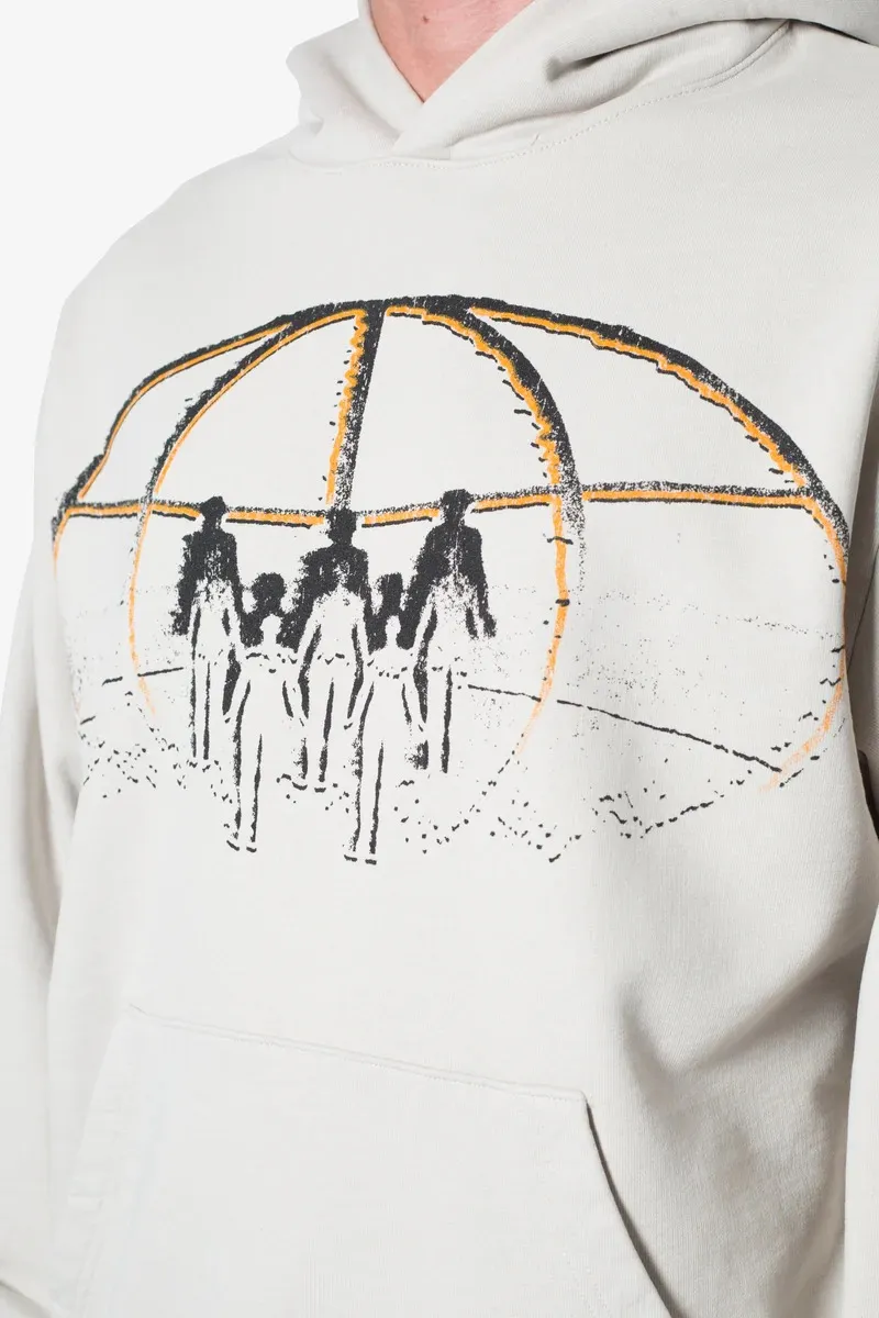 LIGHT GREY COLORED EMBROIDERED HOODIE