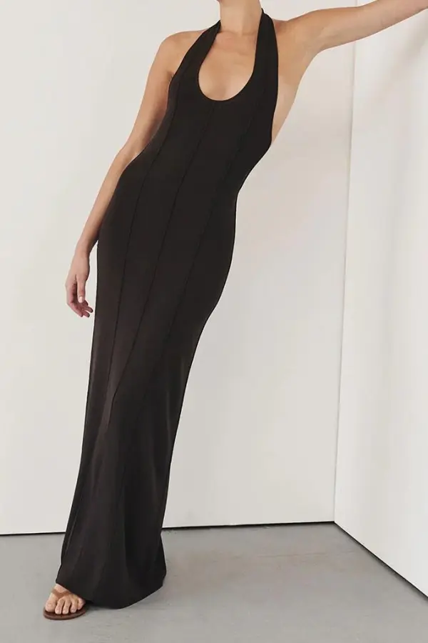BITTER HALTER KNIT MAXI DRESS