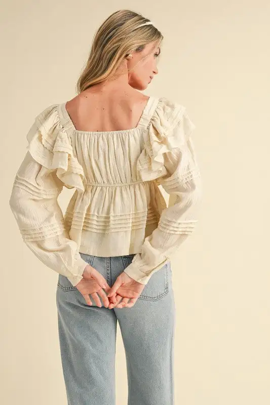 Lace Trim Peplum Charm Blouse