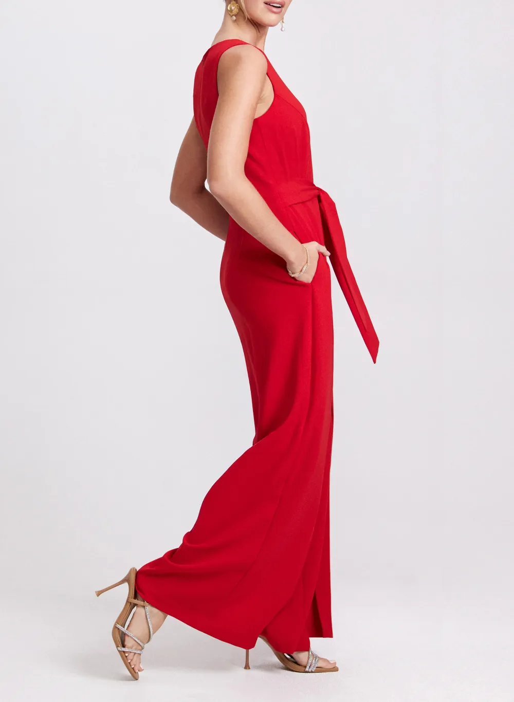 Red Pleated Jumpsuit
