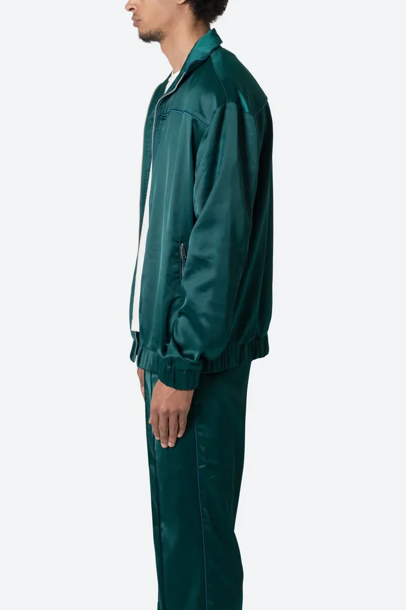 EMERALD GREEN SATIN TRACK JACKET
