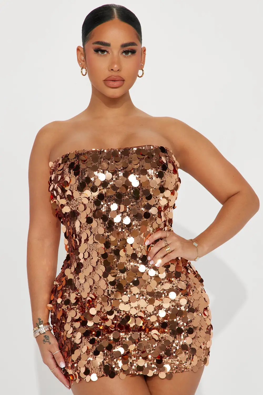 Amber Sequin Mini Dress - Copper