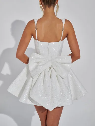 Square Neck Line Elegant Mini Dress