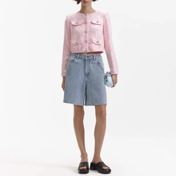 Pink Knit Sequin Cardigan