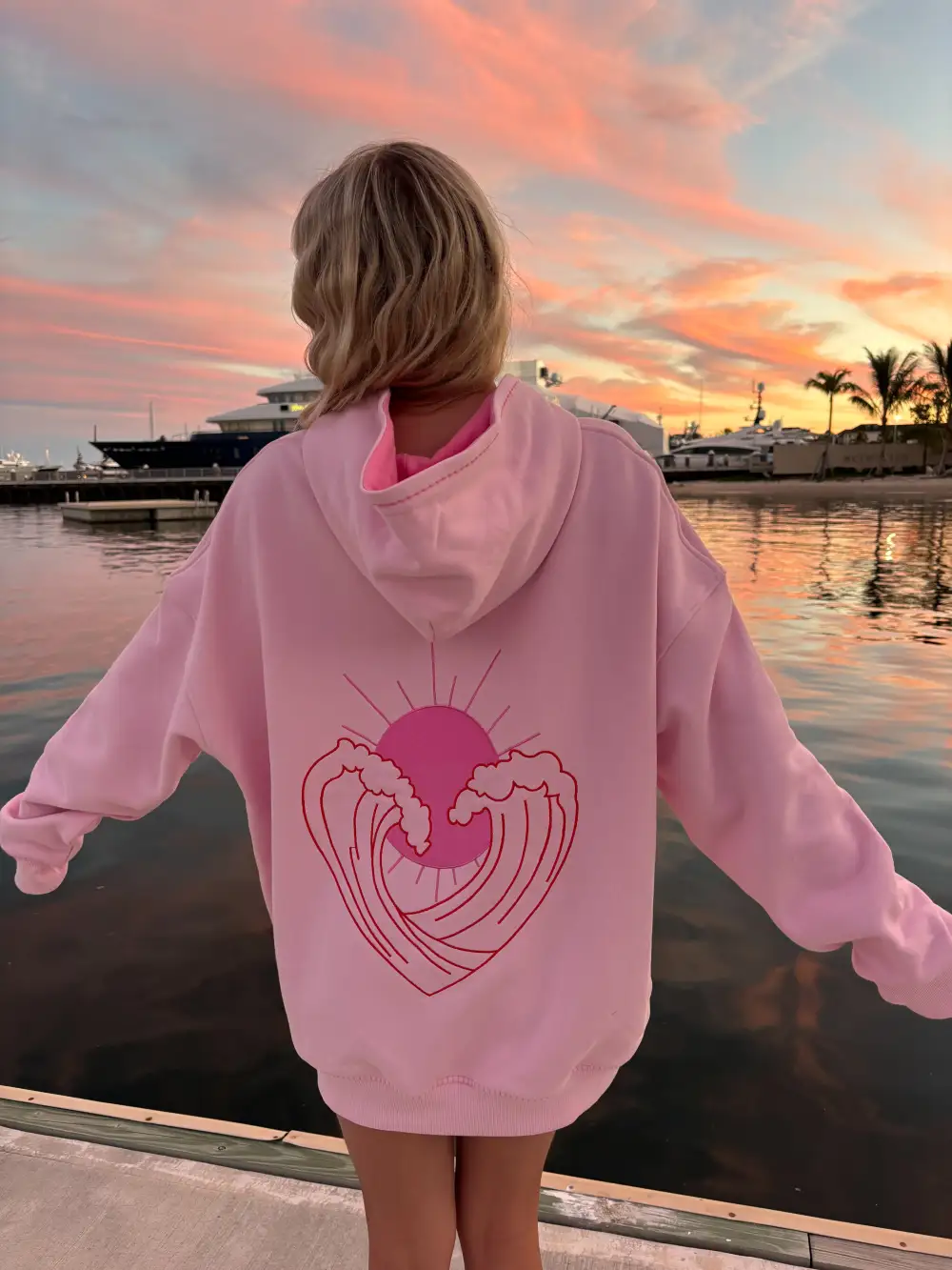 Bubblegum Ocean Heart Stitched Hoodie