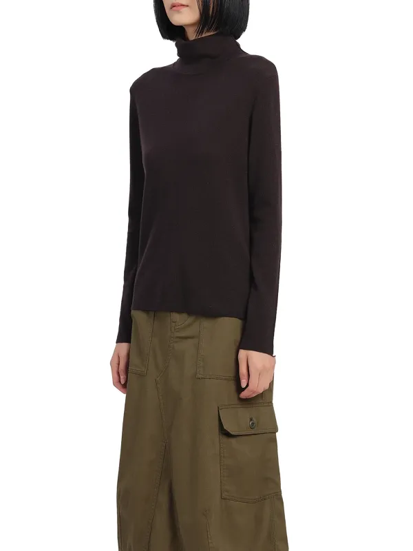 Solid Color Contrast Trim Turtle Neck