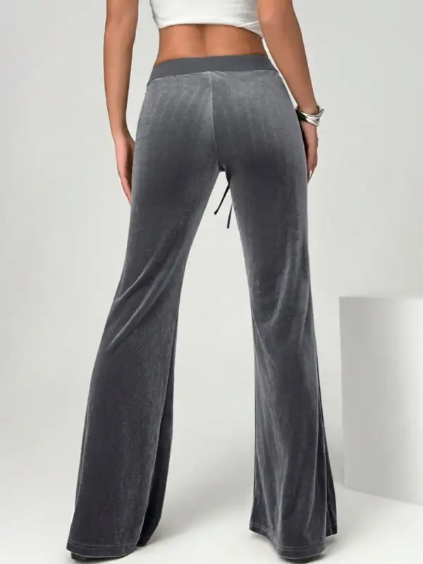 Velvet Flare Pants with Drawstring