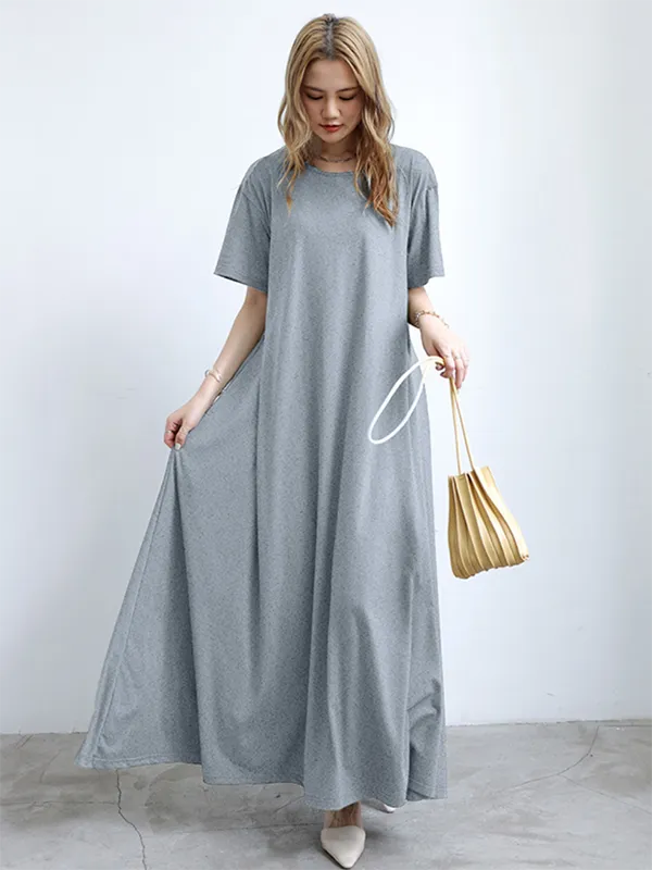 Simple Sleeve Neck Maxi Dress