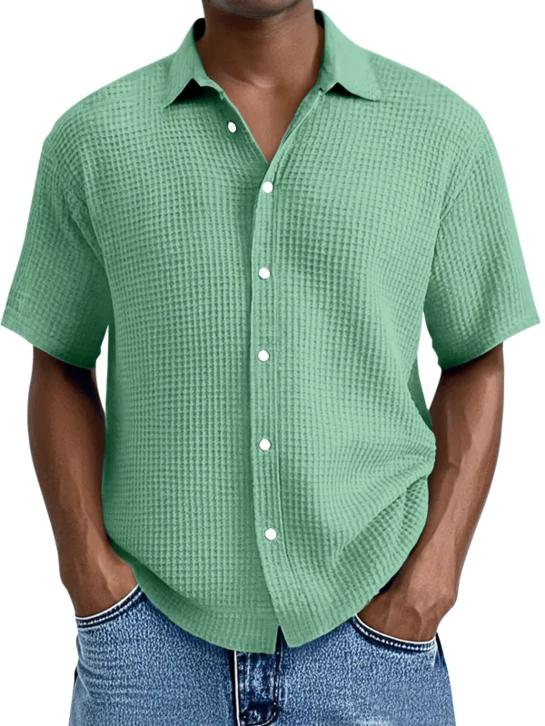 Relaxed Textured Knit Button Front Shirt