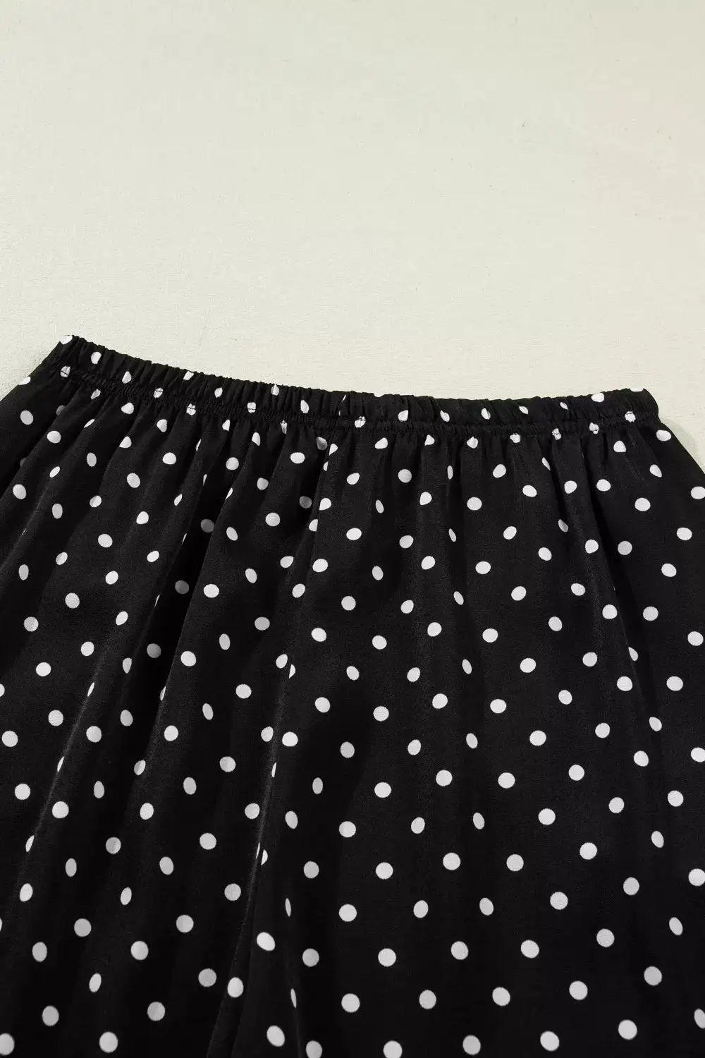 Polka Dot Print Elastic Waist Lace Hem Loose Pants